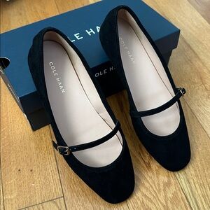 Cole Haan Black Suede Yelena Mary Jane Flat